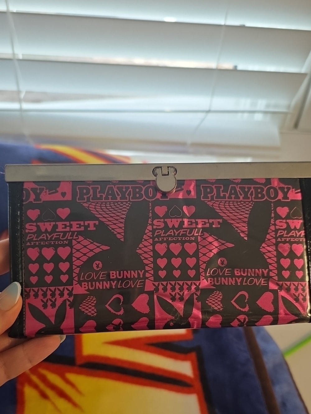 Y2K PLAYBOY Black and Hot Pink Bunny Print Wallet